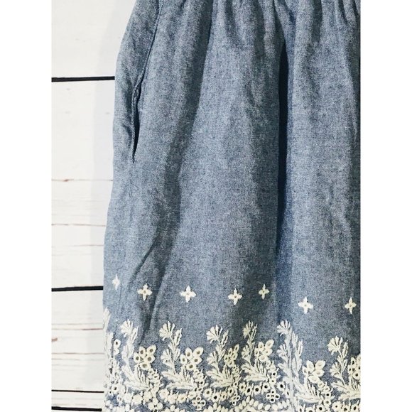 XXI Womens Skirt Demin Blue Floral Sz Small Forever 21 100% Cotton Chambray - Picture 4 of 5
